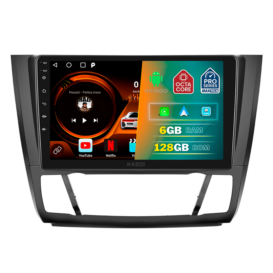 Navigatie BMW Seria 1 E81/E82/E87/E88 (2008-2012) facelift dedicata, MaxTech® PRO SERIES, 6 GB Ram 128 GB Rom, Carplay si Android auto, Ecran 9” HD Touch, GPS, Wifi, Bluetooth, Radio, USB, EQ, DSP, Waze