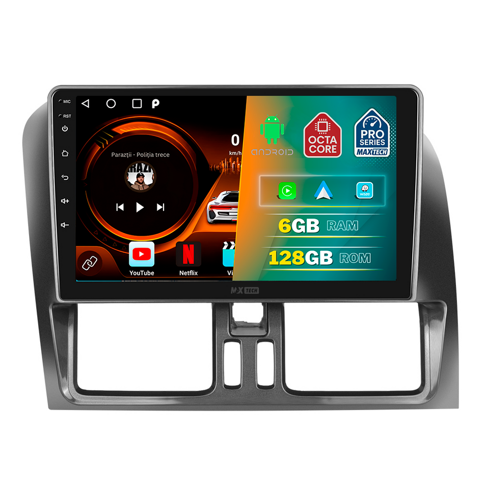 Navigatie Volvo XC60 I (2008-2013) Pre-Facelift dedicata, MaxTech® PRO SERIES, 6 GB Ram 128 GB Rom, Carplay si Android auto, Ecran 9” HD Touch, GPS, Wifi, Bluetooth, Radio, USB, EQ, DSP, Waze