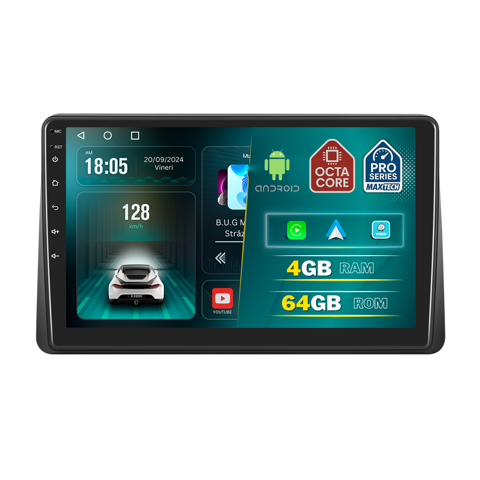 Navigatie Renault Arkana (2021-2023) dedicata, MaxTech® PRO SERIES, 4 GB Ram 64 GB Rom, Carplay si Android auto, Ecran 10 ” HD Touch, GPS, Wifi, Bluetooth, Radio, USB, EQ, DSP, Waze