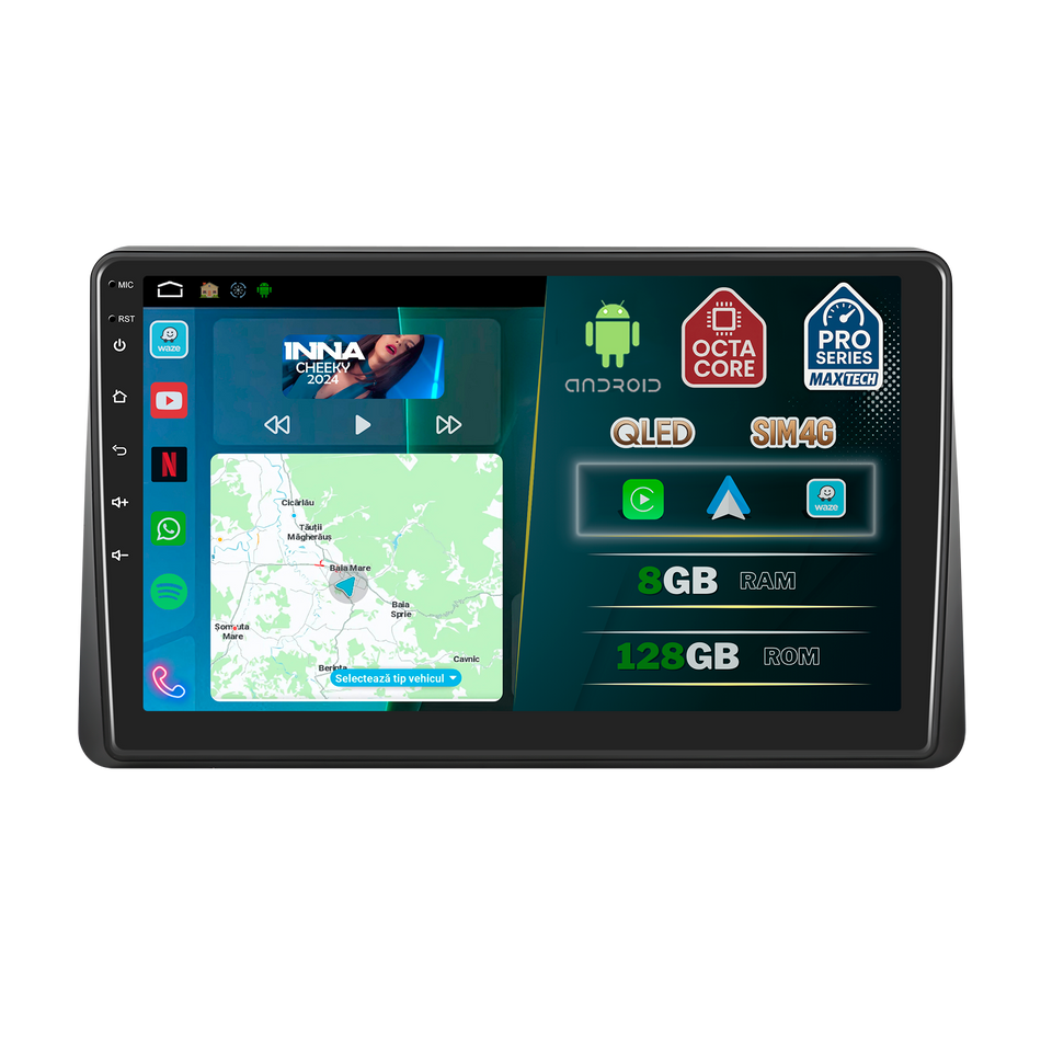Navigatie Renault Arkana (2021-2023) dedicata, MaxTech® PRO SERIES, 8 GB Ram 128 GB Rom, OctaCore, Carplay si Android auto, Ecran 10” HD Touch, Sim 4G, ADI/HI-Res, GPS, Wifi, Bluetooth, Radio, USB, EQ, DSP, Waze
