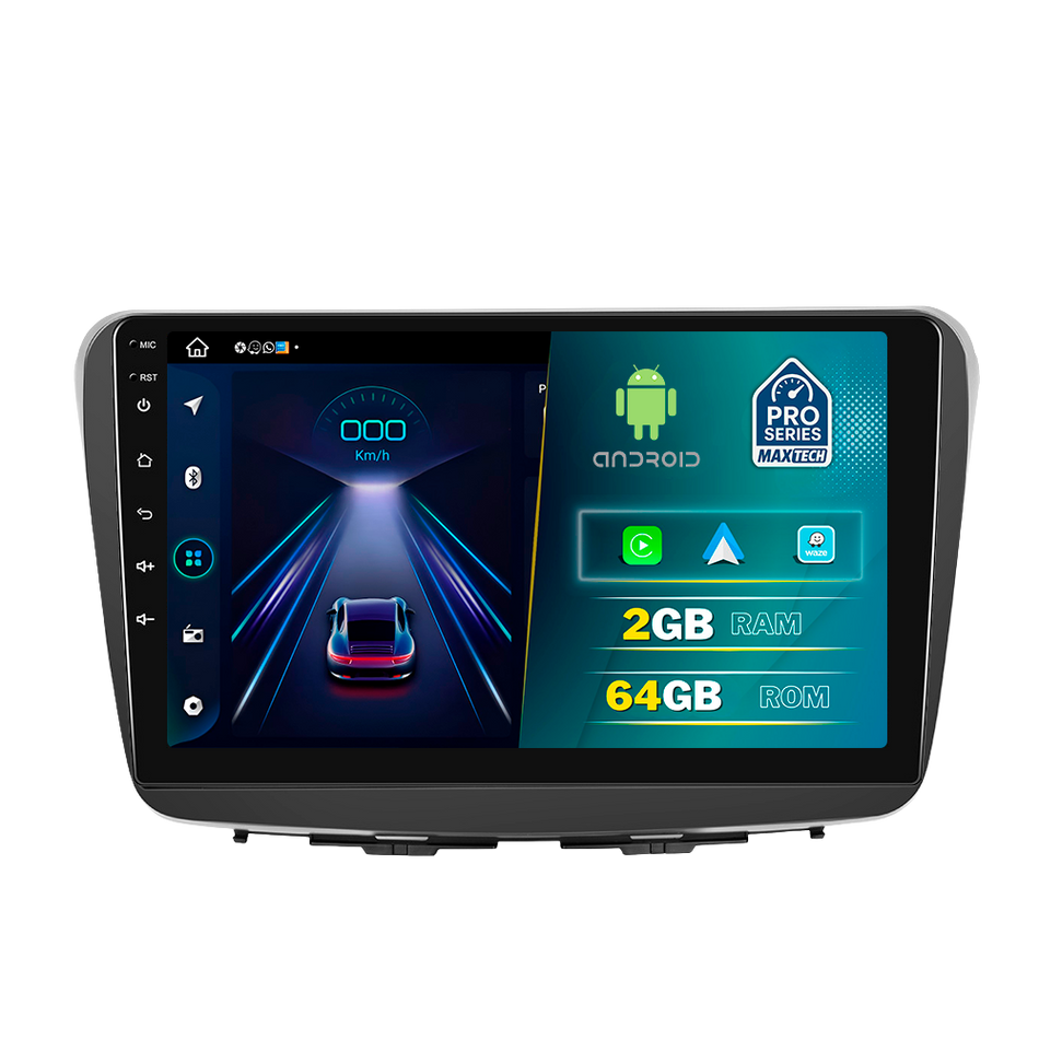Navigatie Suzuki Baleno (2015-2020) dedicata, MaxTech® PRO SERIES, 2 GB Ram 64 GB Rom, Carplay si Android auto, Ecran 9” HD Touch, GPS, Wifi, Bluetooth, Radio, USB, EQ, DSP, Waze