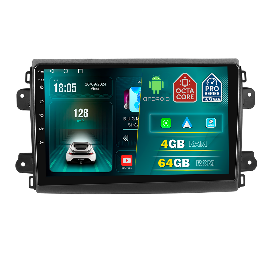 Navigatie Fiat Ducato X290 (2014-2021) facelift dedicata, MaxTech® PRO SERIES, 4 GB Ram 64 GB Rom, Carplay si Android auto, Ecran 9 ” HD Touch, GPS, Wifi, Bluetooth, Radio, USB, EQ, DSP, Waze