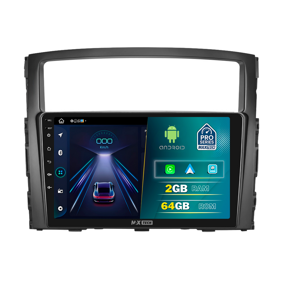 Navigatie Mitsubishi Pajero IV (2006-2017) dedicata, MaxTech® PRO SERIES, 2 GB Ram 64 GB Rom, Carplay si Android auto, Ecran 9” HD Touch, GPS, Wifi, Bluetooth, Radio, USB, EQ, DSP, Waze