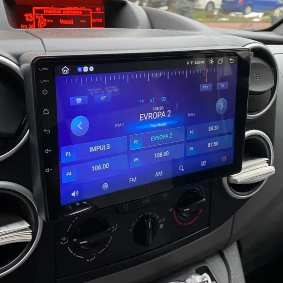 Navigatie Citroen Berlingo II (2015-2018) facelift / Peugeot Partner II (2008-2018) dedicata, MaxTech® PRO SERIES, 6 GB Ram 128 GB Rom, Carplay si Android auto, Ecran 9” HD Touch, GPS, Wifi, Bluetooth, Radio, USB, EQ, DSP, Waze