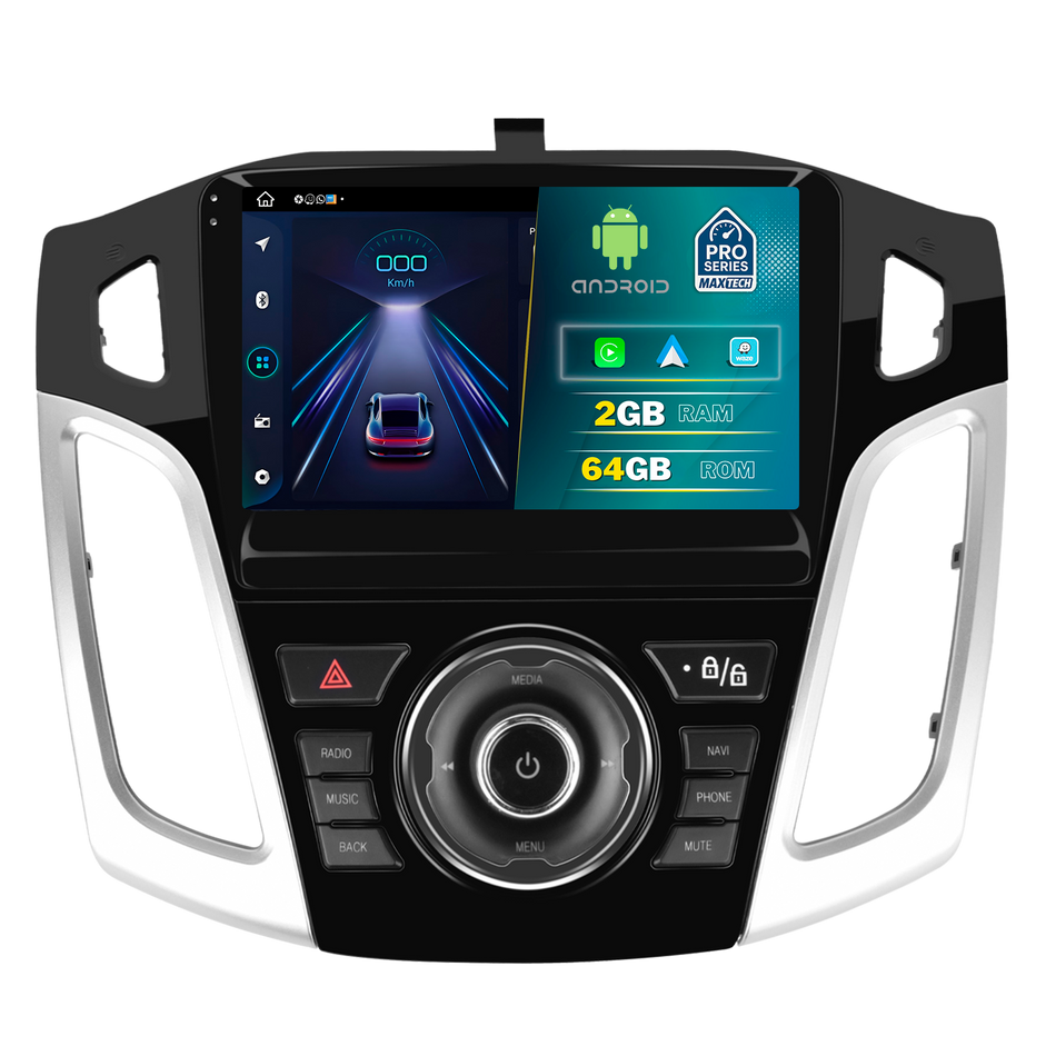 Navigatie Ford Focus III (2011-2014) dedicata, MaxTech® PRO SERIES, 2 GB Ram 64 GB Rom, Carplay si Android auto, Ecran 9” HD Touch, GPS, Wifi, Bluetooth, Radio, USB, EQ, DSP, Waze