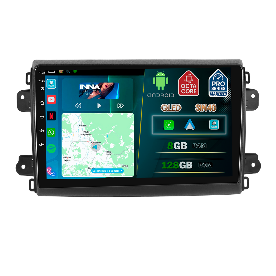 Navigatie Fiat Ducato X290 (2014-2021) facelift dedicata, MaxTech® PRO SERIES, 8 GB Ram 128 GB Rom, OctaCore, Carplay si Android auto, Ecran 9” HD Touch, Sim 4G, ADI/HI-Res, GPS, Wifi, Bluetooth, Radio, USB, EQ, DSP, Waze