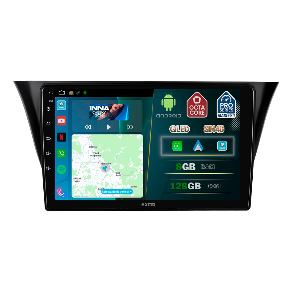 Navigatie Iveco Daily (2018-2020) dedicata, MaxTech® PRO SERIES, 8 GB Ram 128 GB Rom, OctaCore, Carplay si Android auto, Ecran 10” HD Touch, Sim 4G, ADI/HI-Res, GPS, Wifi, Bluetooth, Radio, USB, EQ, DSP, Waze