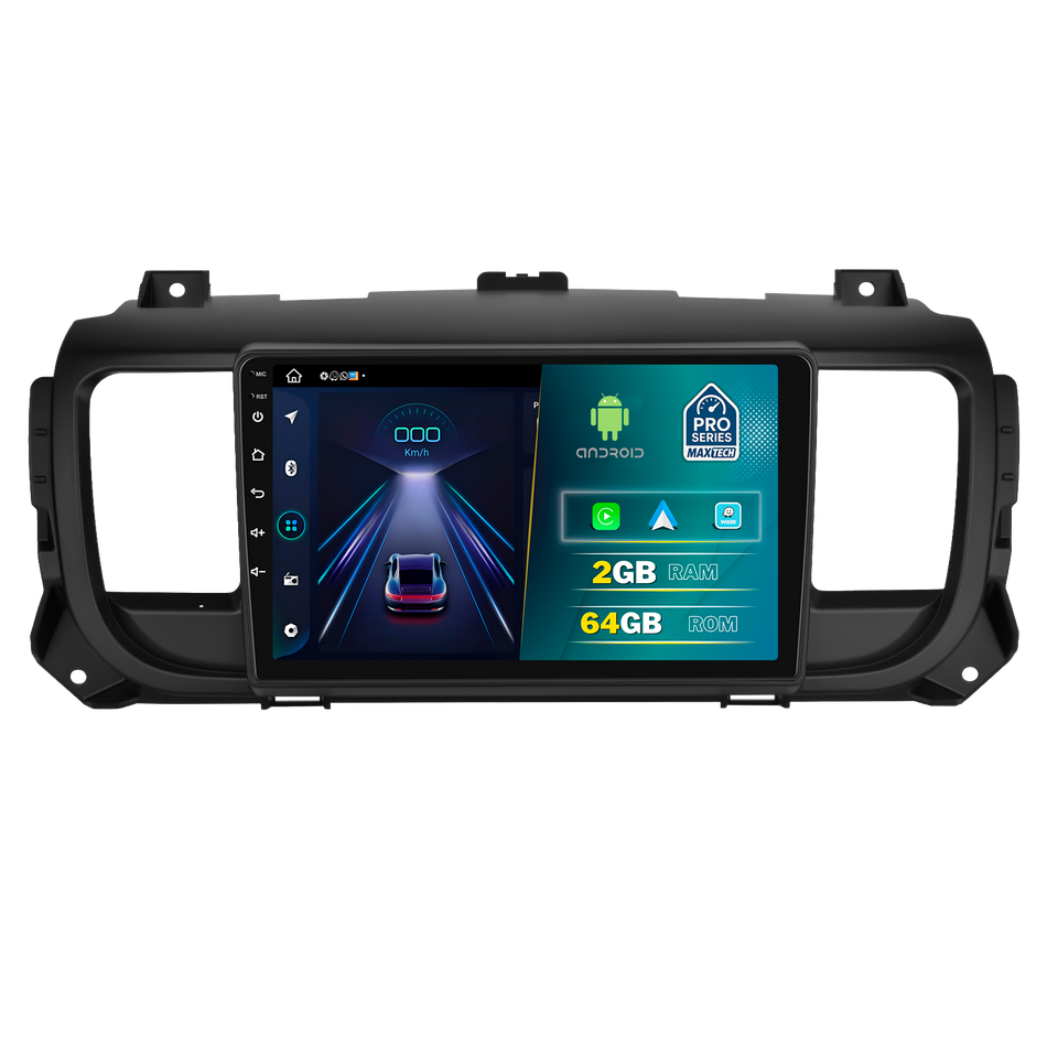 Navigatie Citroen Jumpy III / Peugeot Expert III / Toyota Proace II (2016–2021) dedicata, MaxTech® PRO SERIES, 2 GB Ram 64 GB Rom, Carplay si Android auto, Ecran 9” HD Touch, GPS, Wifi, Bluetooth, Radio, USB, EQ, DSP, Waze