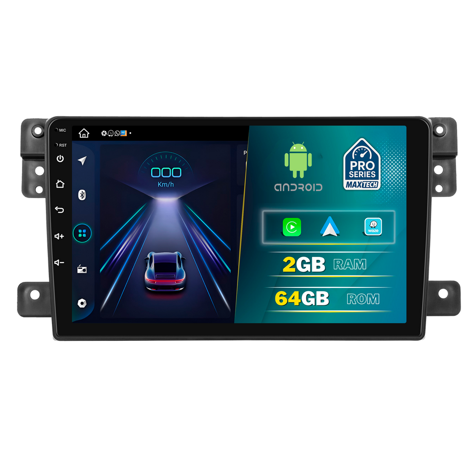 Navigatie Suzuki Grand Vitara III (2005-2015) dedicata, MaxTech® PRO SERIES, 2 GB Ram 64 GB Rom, Carplay si Android auto, Ecran 9” HD Touch, GPS, Wifi, Bluetooth, Radio, USB, EQ, DSP, Waze