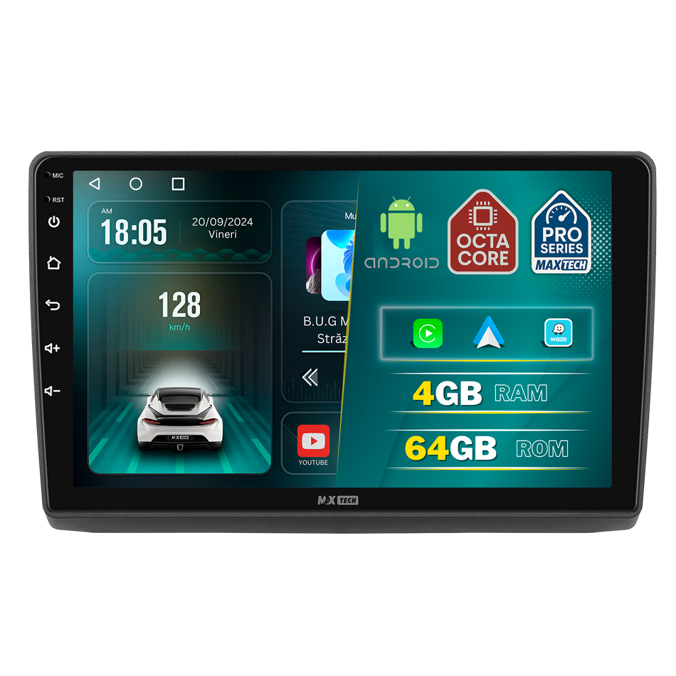 Navigatie Renault Trafic II / Opel Vivaro A / Nissan Primastar (2001–2014) dedicata, MaxTech® PRO SERIES, 4 GB Ram 64 GB Rom, Carplay si Android auto, Ecran 10 ” HD Touch, GPS, Wifi, Bluetooth, Radio, USB, EQ, DSP, Waze