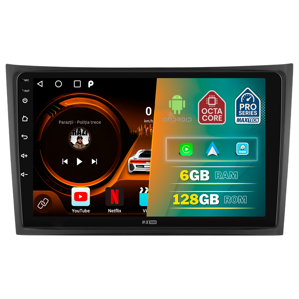 Navigatie Volvo XC90 (2004-2013) dedicata, MaxTech® PRO SERIES, 6 GB Ram 128 GB Rom, Carplay si Android auto, Ecran 10” HD Touch, GPS, Wifi, Bluetooth, Radio, USB, EQ, DSP, Waze