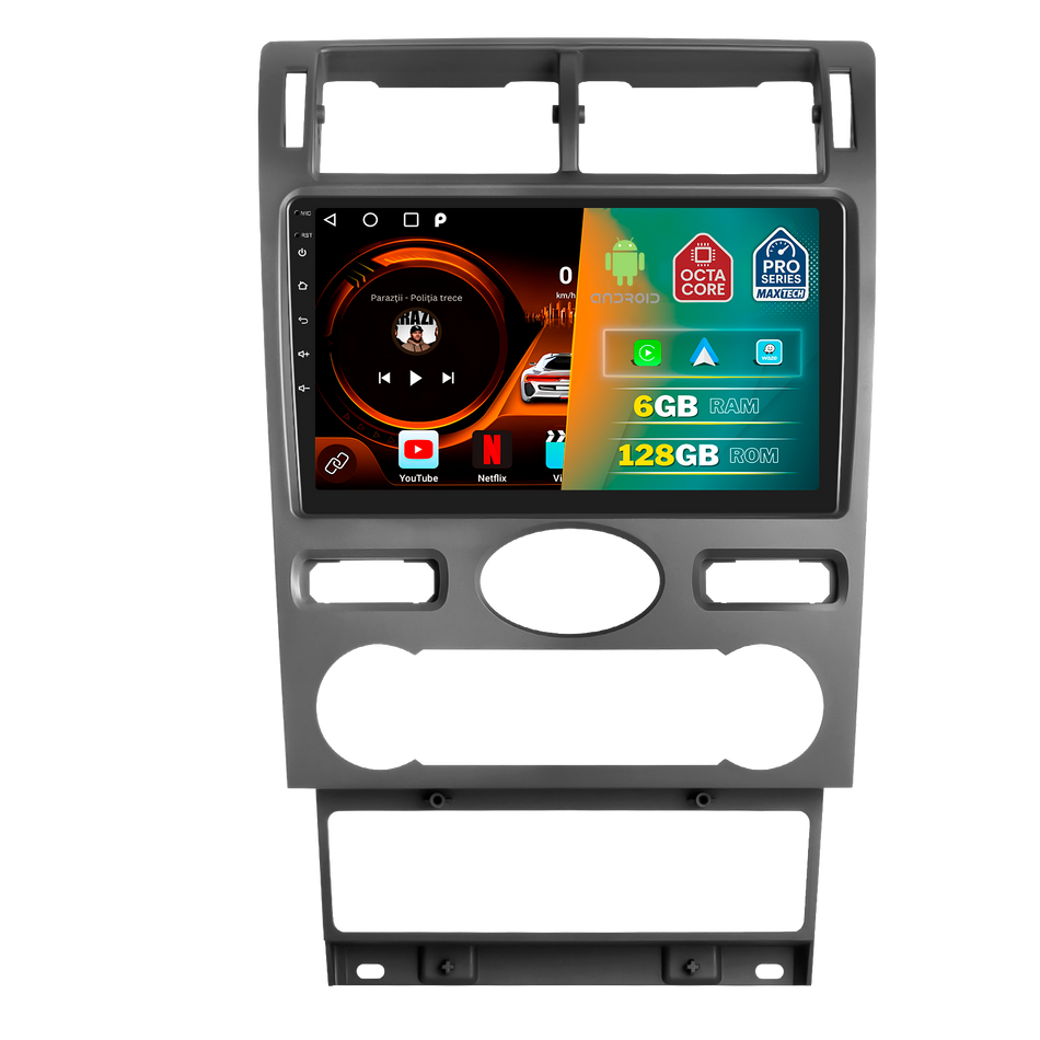 Navigatie  Ford Mondeo 3 (2004-2007) dedicata, MaxTech® PRO SERIES, 6 GB Ram 128 GB Rom, Carplay si Android auto, Ecran 9” HD Touch, GPS, Wifi, Bluetooth, Radio, USB, EQ, DSP, Waze