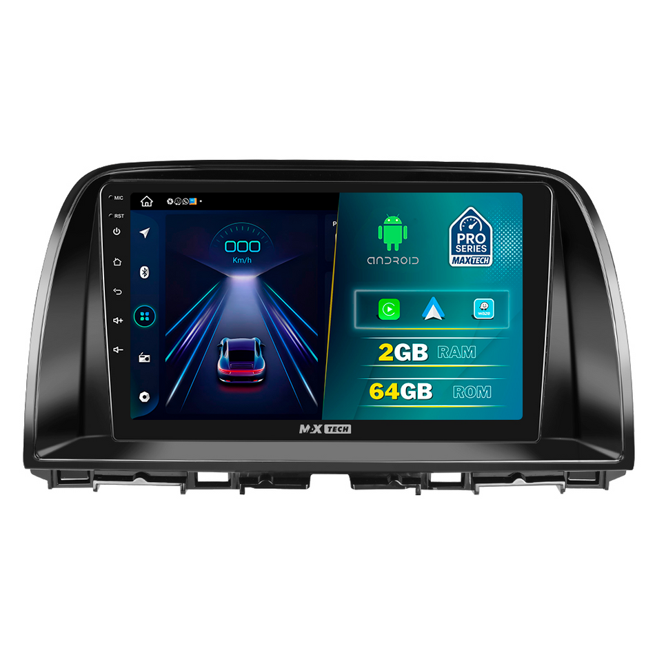 Navigatie Mazda CX-5 I (2012-2014) pre-facelift dedicata, MaxTech® PRO SERIES, 2 GB Ram 64 GB Rom, Carplay si Android auto, Ecran 9” HD Touch, GPS, Wifi, Bluetooth, Radio, USB, EQ, DSP, Waze