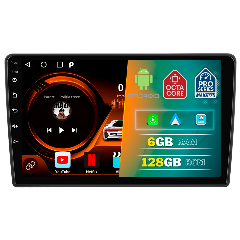 Navigatie Citroen Berlingo II (2015-2018) facelift / Peugeot Partner II (2008-2018) dedicata, MaxTech® PRO SERIES, 6 GB Ram 128 GB Rom, Carplay si Android auto, Ecran 9” HD Touch, GPS, Wifi, Bluetooth, Radio, USB, EQ, DSP, Waze