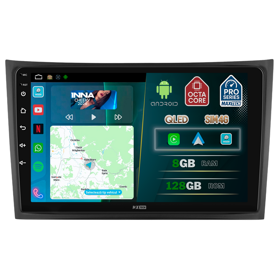 Navigatie Volvo XC90 (2004-2013) dedicata, MaxTech® PRO SERIES, 8 GB Ram 128 GB Rom, OctaCore, Carplay si Android auto, Ecran 10” HD Touch, Sim 4G, ADI/HI-Res, GPS, Wifi, Bluetooth, Radio, USB, EQ, DSP, Waze