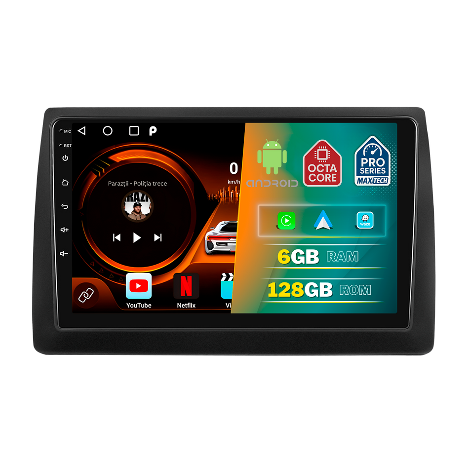 Navigatie Fiat Stilo (2002-2010) dedicata, MaxTech® PRO SERIES, 6 GB Ram 128 GB Rom, Carplay si Android auto, Ecran 9” HD Touch, GPS, Wifi, Bluetooth, Radio, USB, EQ, DSP, Waze