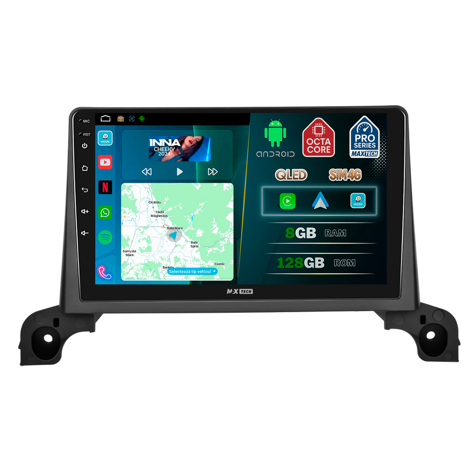 Navigatie Peugeot 5008 II 2017-2020 (pre-facelift) dedicata, MaxTech® PRO SERIES, 8 GB Ram 128 GB Rom, OctaCore, Carplay si Android auto, Ecran 9” HD Touch, Sim 4G, ADI/HI-Res, GPS, Wifi, Bluetooth, Radio, USB, EQ, DSP, Waze