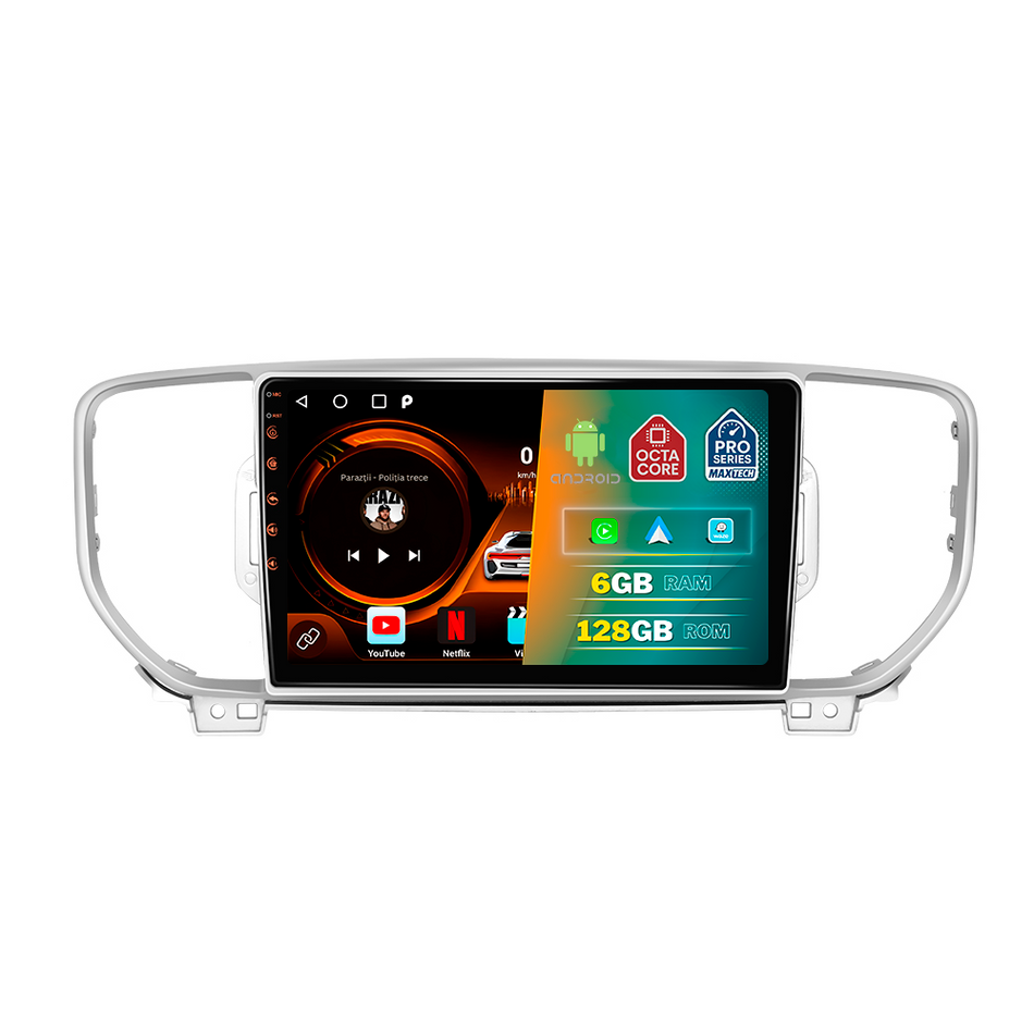 Navigatie Kia Sportage (2016-2018) dedicata, MaxTech® PRO SERIES, 6 GB Ram 128 GB Rom, Carplay si Android auto, Ecran 9” HD Touch, GPS, Wifi, Bluetooth, Radio, USB, EQ, DSP, Waze