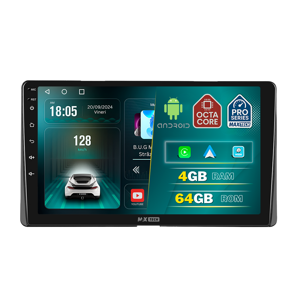 Navigatie Toyota Sienna 3 (2015-2020) facelift dedicata, MaxTech® PRO SERIES, 4 GB Ram 64 GB Rom, Carplay si Android auto, Ecran 9 ” HD Touch, GPS, Wifi, Bluetooth, Radio, USB, EQ, DSP, Waze