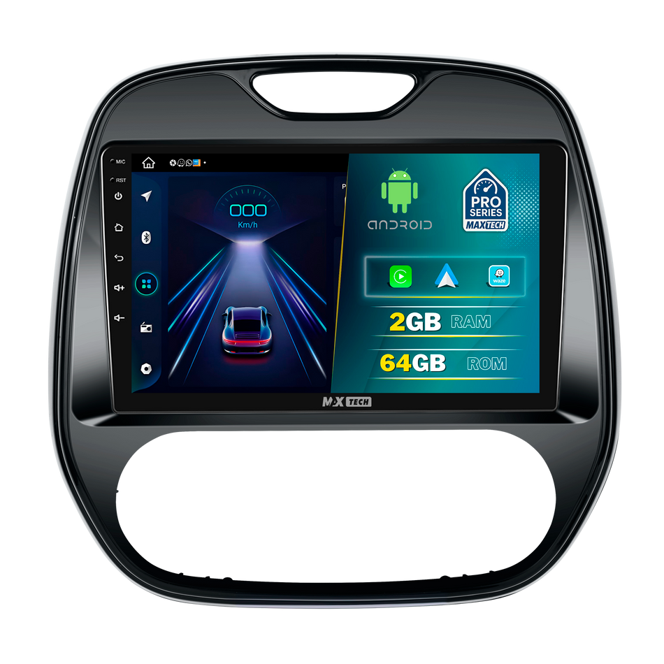 Navigatie Renault Captur I (J87) (2013-2017) pre-facelift dedicata, MaxTech® PRO SERIES, 2 GB Ram 64 GB Rom, Carplay si Android auto, Ecran 9” HD Touch, GPS, Wifi, Bluetooth, Radio, USB, EQ, DSP, Waze