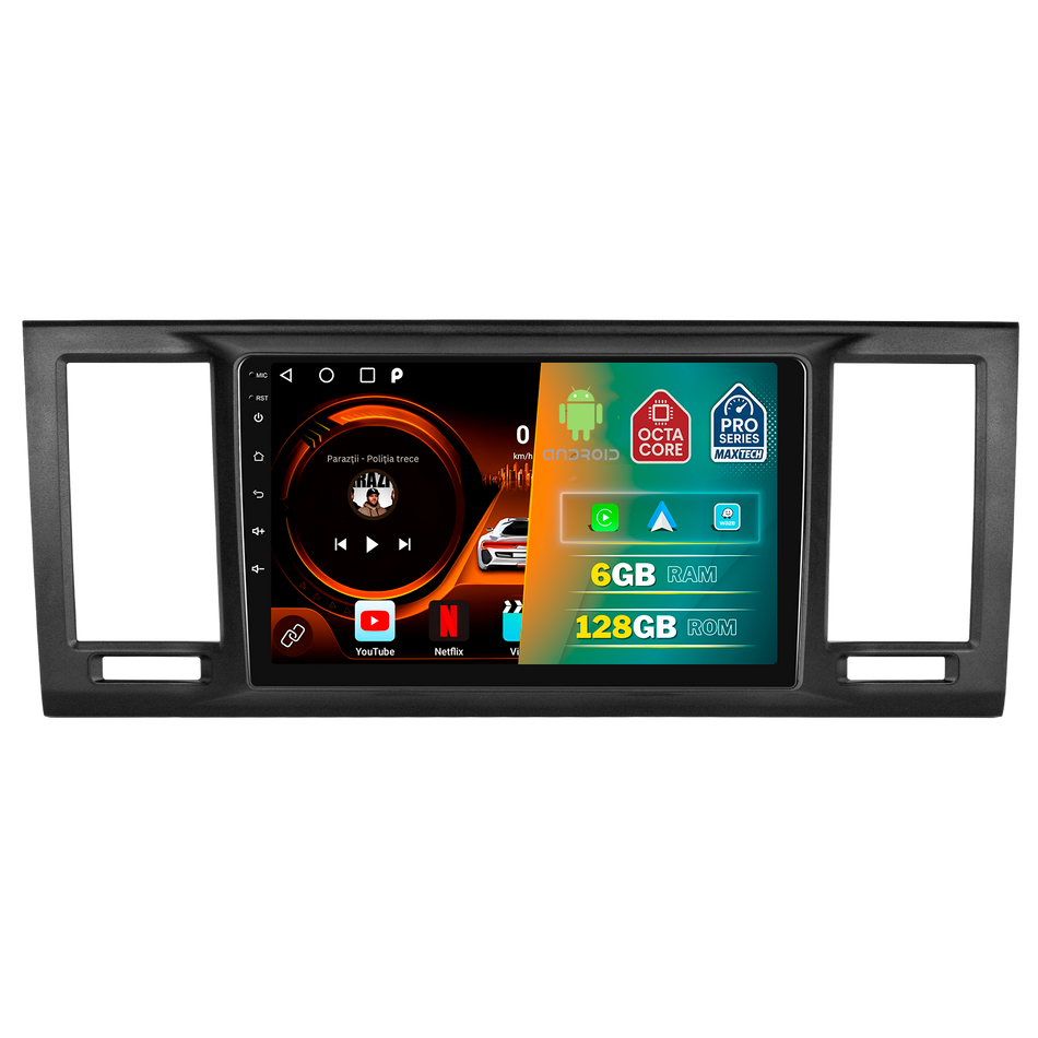 Navigatie Volkswagen Transporter/Caravelle T6 (2015-2019) dedicata, MaxTech® PRO SERIES, 6 GB Ram 128 GB Rom, Carplay si Android auto, Ecran 9” HD Touch, GPS, Wifi, Bluetooth, Radio, USB, EQ, DSP, Waze