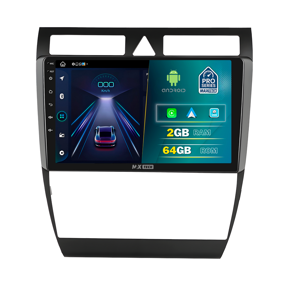 Navigatie Audi A6 C6 (2004-2008) Pre-facelift dedicata, MaxTech® PRO SERIES, 2 GB Ram 64 GB Rom, Carplay si Android auto, Ecran 9” HD Touch, GPS, Wifi, Bluetooth, Radio, USB, EQ, DSP, Waze