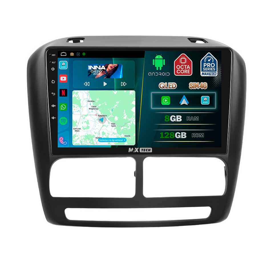 Navigatie Fiat Doblo II 2010–2015 (pre-facelift) / Opel Combo D 2011–2018 dedicata, MaxTech® PRO SERIES, 8 GB Ram 128 GB Rom, OctaCore, Carplay si Android auto, Ecran 9” HD Touch, Sim 4G, ADI/HI-Res, GPS, Wifi, Bluetooth, Radio, USB, EQ, DSP, Waze
