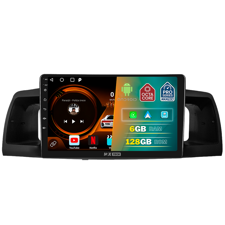 Navigatie Toyota Corolla E120 (2004-2007) facelift dedicata, MaxTech® PRO SERIES, 6 GB Ram 128 GB Rom, Carplay si Android auto, Ecran 9” HD Touch, GPS, Wifi, Bluetooth, Radio, USB, EQ, DSP, Waze