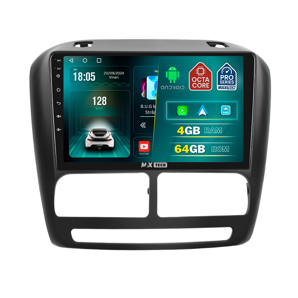 Navigatie Fiat Doblo II 2010–2015 (pre-facelift) / Opel Combo D 2011–2018 dedicata, MaxTech® PRO SERIES, 4 GB Ram 64 GB Rom, Carplay si Android auto, Ecran 9 ” HD Touch, GPS, Wifi, Bluetooth, Radio, USB, EQ, DSP, Waze