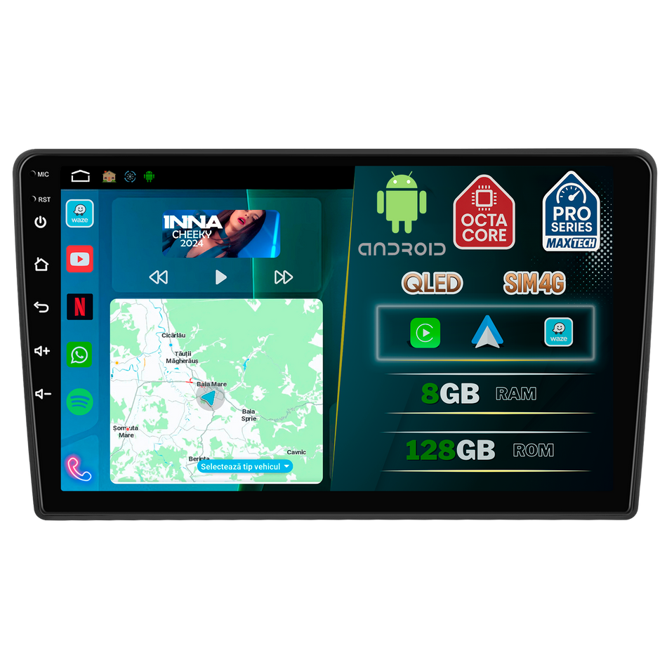 Navigatie Citroen Berlingo II (2015-2018) facelift / Peugeot Partner II (2008-2018) dedicata, MaxTech® PRO SERIES, 8 GB Ram 128 GB Rom, OctaCore, Carplay si Android auto, Ecran 9” HD Touch, Sim 4G, ADI/HI-Res, GPS, Wifi, Bluetooth, Radio, USB, EQ, DSP
