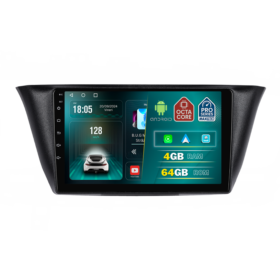 Navigatie Iveco Daily VI (2019-2020) Facelift dedicata, MaxTech® PRO SERIES, 4 GB Ram 64 GB Rom, Carplay si Android auto, Ecran 9 ” HD Touch, GPS, Wifi, Bluetooth, Radio, USB, EQ, DSP, Waze