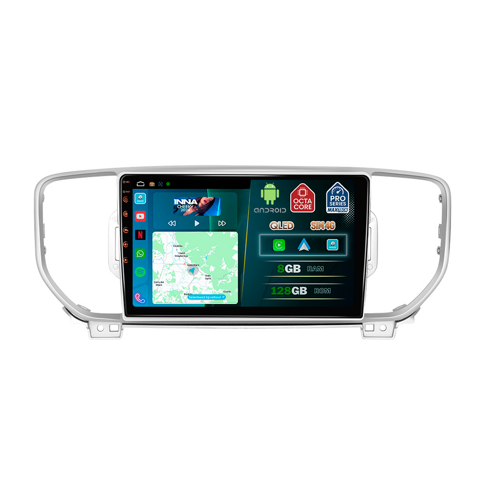 Navigatie Kia Sportage (2016-2018) dedicata, MaxTech® PRO SERIES, 8 GB Ram 128 GB Rom, OctaCore, Carplay si Android auto, Ecran 9” HD Touch, Sim 4G, ADI/HI-Res, GPS, Wifi, Bluetooth, Radio, USB, EQ, DSP, Waze