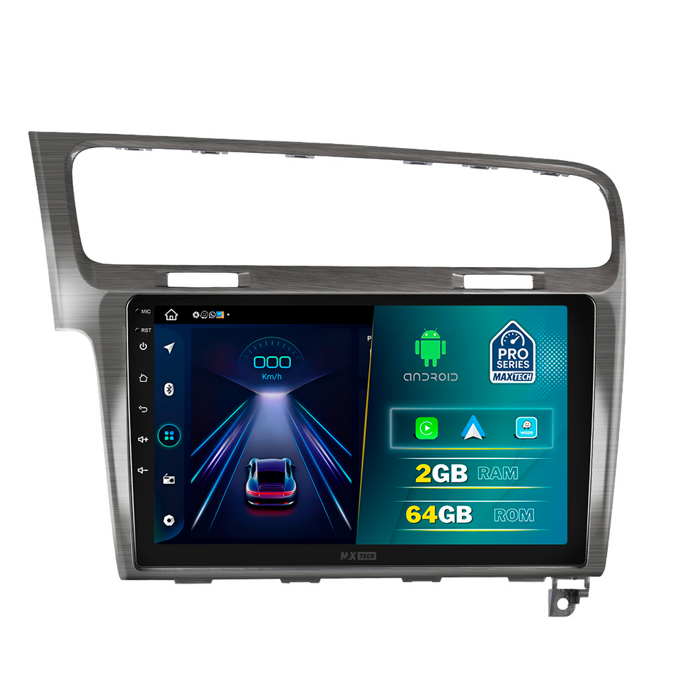 Navigatie Volkswagen Golf 7 (2013-2019) dedicata, MaxTech® PRO SERIES, 2 GB Ram 64 GB Rom, Carplay si Android auto, Ecran 10” HD Touch, GPS, Wifi, Bluetooth, Radio, USB, EQ, DSP, Waze