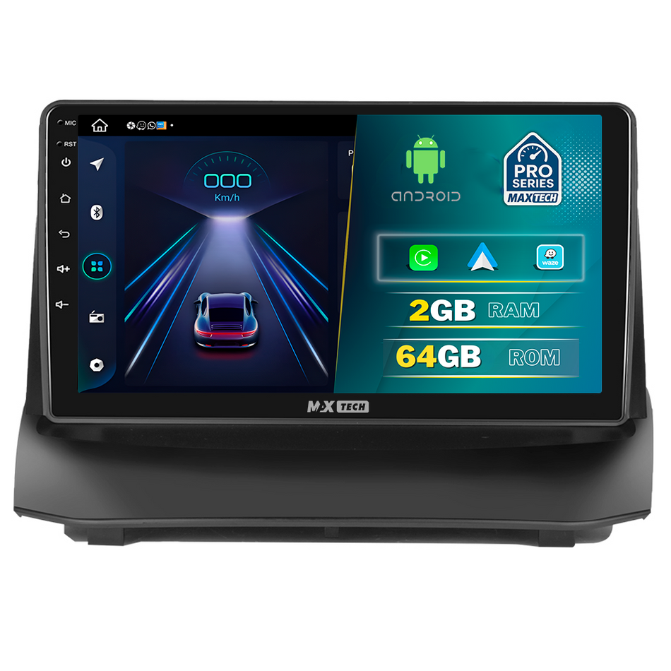 Navigatie Ford Fiesta Mk7 (2009-2014) dedicata, MaxTech® PRO SERIES, 2 GB Ram 64 GB Rom, Carplay si Android auto, Ecran 9” HD Touch, GPS, Wifi, Bluetooth, Radio, USB, EQ, DSP, Waze