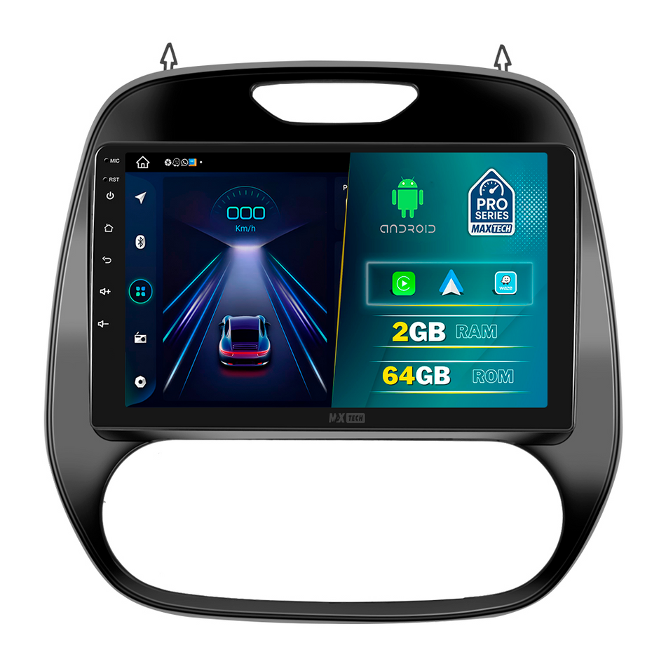 Navigatie Renault Captur 1 (2013-2017) Pre-Facelift dedicata, MaxTech® PRO SERIES, 2 GB Ram 64 GB Rom, Carplay si Android auto, Ecran 9” HD Touch, GPS, Wifi, Bluetooth, Radio, USB, EQ, DSP, Waze