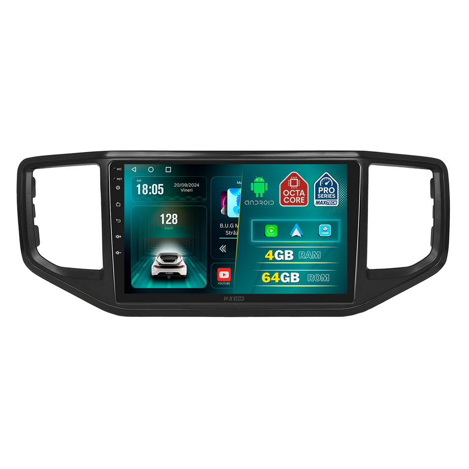 Navigatie Volkswagen Amarok 1 (2017-2020) Facelift dedicata, MaxTech® PRO SERIES, 4 GB Ram 64 GB Rom, Carplay si Android auto, Ecran 9 ” HD Touch, GPS, Wifi, Bluetooth, Radio, USB, EQ, DSP, Waze