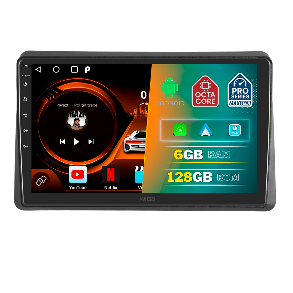 Navigatie Renault Master III (2019-2024) Facelift dedicata, MaxTech® PRO SERIES, 6 GB Ram 128 GB Rom, Carplay si Android auto, Ecran 10” HD Touch, GPS, Wifi, Bluetooth, Radio, USB, EQ, DSP, Waze