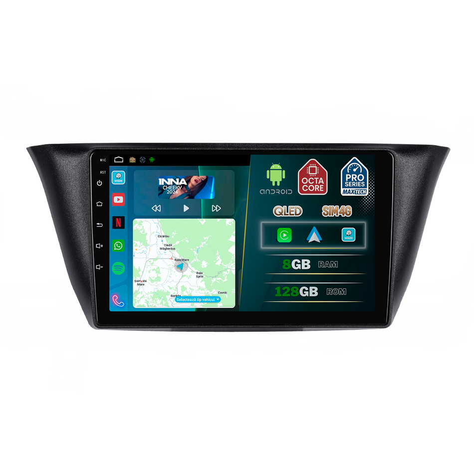 Navigatie Iveco Daily VI (2019-2020) Facelift dedicata, MaxTech® PRO SERIES, 8 GB Ram 128 GB Rom, OctaCore, Carplay si Android auto, Ecran 9” HD Touch, Sim 4G, ADI/HI-Res, GPS, Wifi, Bluetooth, Radio, USB, EQ, DSP, Waze