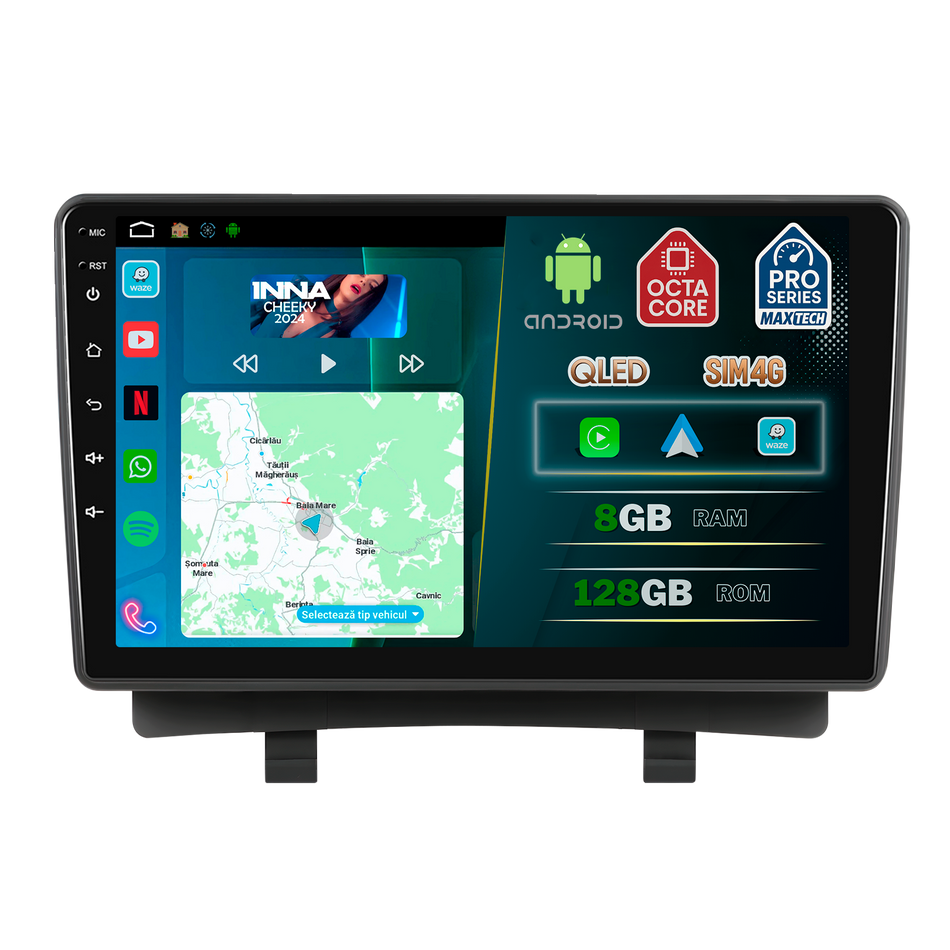 Navigatie Opel Zafira C/Tourer 2011–2016 (pre-facelift)  dedicata, MaxTech® PRO SERIES, 8 GB Ram 128 GB Rom, OctaCore, Carplay si Android auto, Ecran 9” HD Touch, Sim 4G, ADI/HI-Res, GPS, Wifi, Bluetooth, Radio, USB, EQ, DSP, Waze