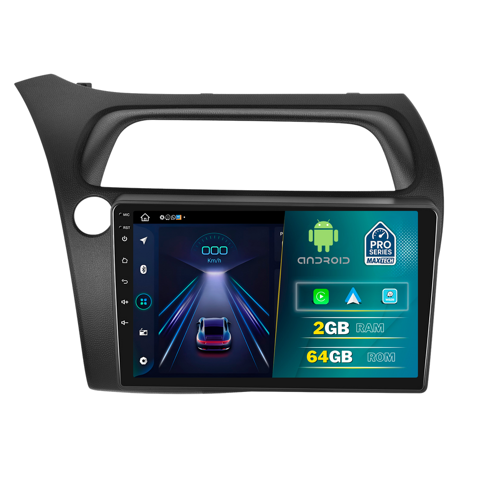 Navigatie Honda Civic VIII (2006-2011) dedicata, MaxTech® PRO SERIES, 2 GB Ram 64 GB Rom, Carplay si Android auto, Ecran 9” HD Touch, GPS, Wifi, Bluetooth, Radio, USB, EQ, DSP, Waze