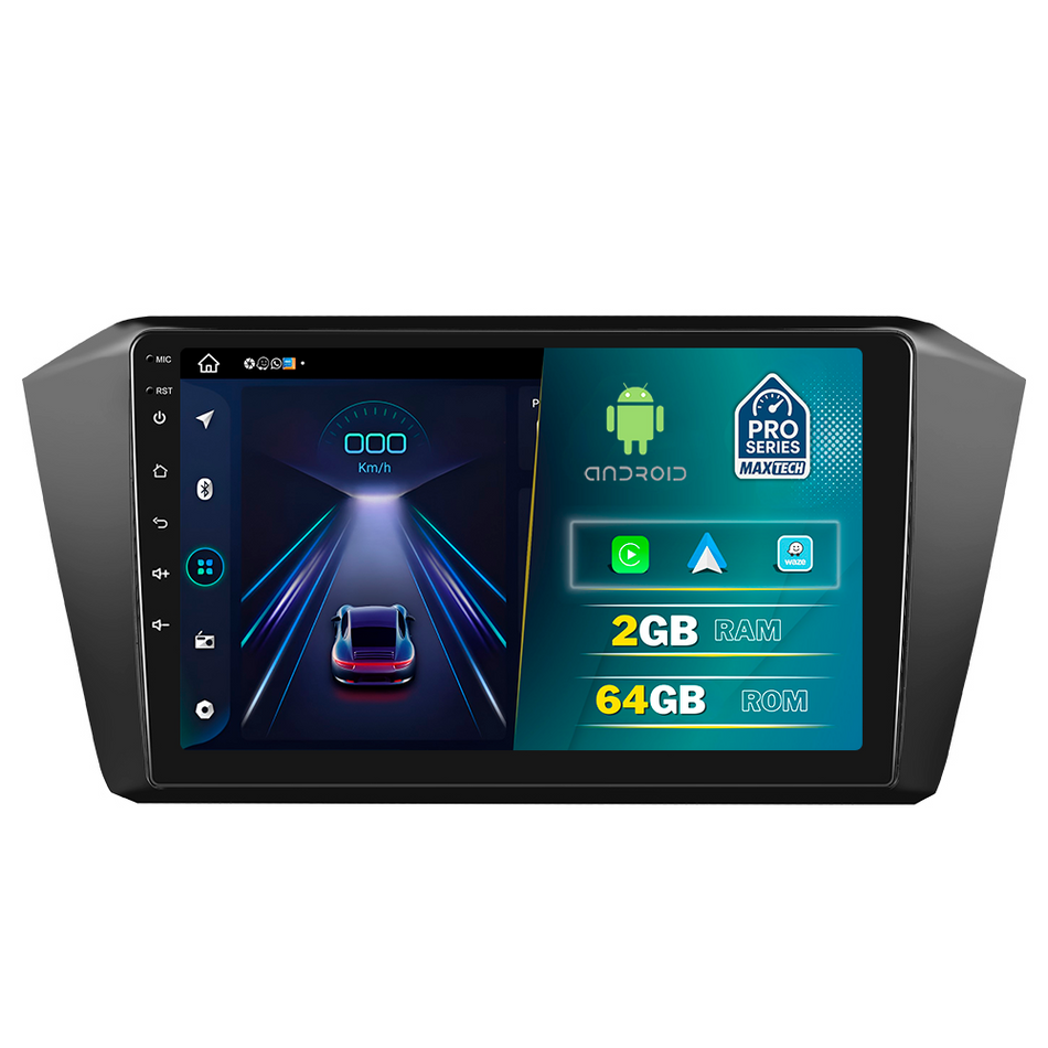 Navigatie VW Passat B8 (2015-2019) dedicata, MaxTech® PRO SERIES, 2 GB Ram 64 GB Rom, Carplay si Android auto, Ecran 10” HD Touch, GPS, Wifi, Bluetooth, Radio, USB, EQ, DSP, Waze