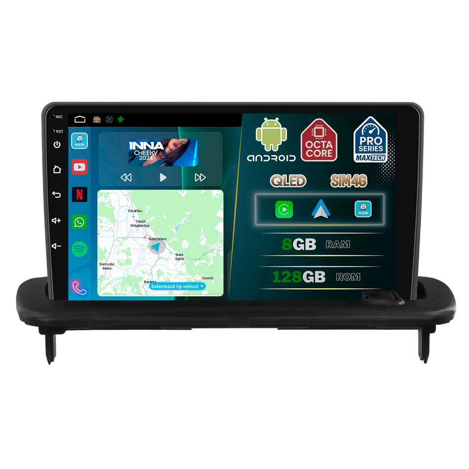 Navigatie Volvo S40/C30/C70 II (2004-2013) dedicata, MaxTech® PRO SERIES, 8 GB Ram 128 GB Rom, OctaCore, Carplay si Android auto, Ecran 9” HD Touch, Sim 4G, ADI/HI-Res, GPS, Wifi, Bluetooth, Radio, USB, EQ, DSP, Waze