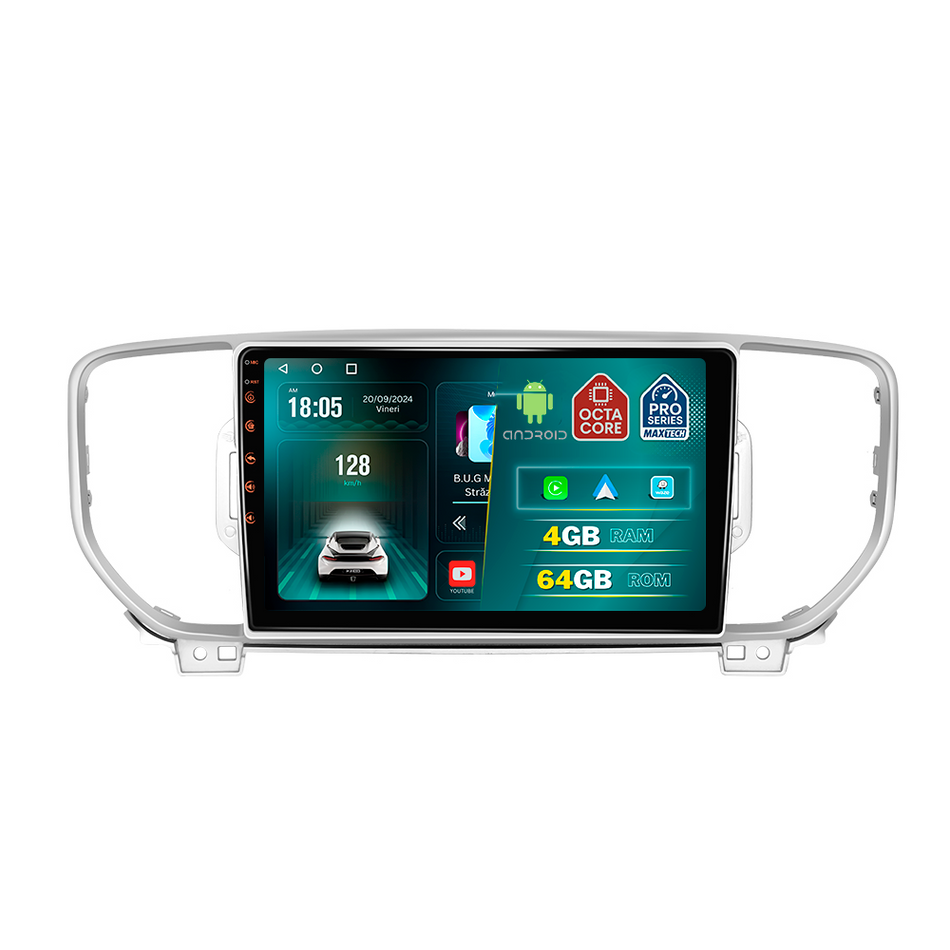 Navigatie Kia Sportage (2016-2018) dedicata, MaxTech® PRO SERIES, 4 GB Ram 64 GB Rom, Carplay si Android auto, Ecran 9 ” HD Touch, GPS, Wifi, Bluetooth, Radio, USB, EQ, DSP, Waze