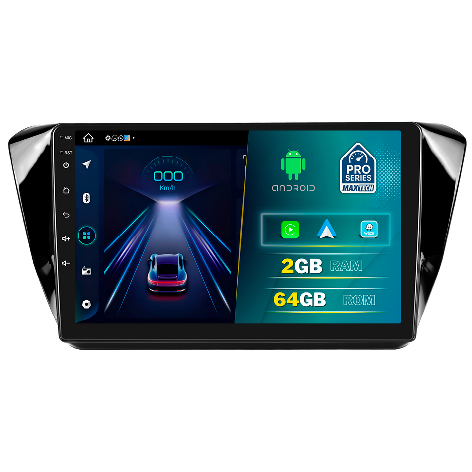 Navigatie Skoda Superb III (2015-2019) pre-facelift dedicata, MaxTech® PRO SERIES, 2 GB Ram 64 GB Rom, Carplay si Android auto, Ecran 10” HD Touch, GPS, Wifi, Bluetooth, Radio, USB, EQ, DSP, Waze