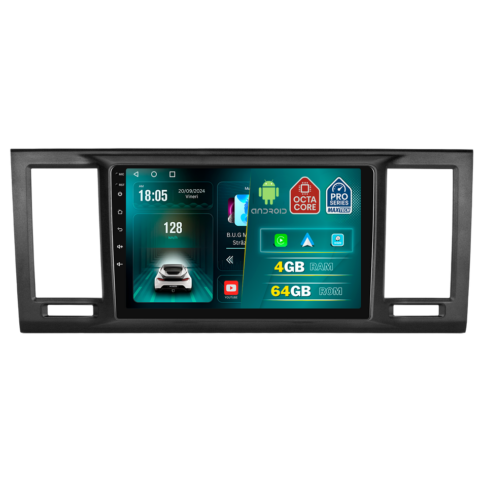 Navigatie Volkswagen Transporter/Caravelle T6 (2015-2019) dedicata, MaxTech® PRO SERIES, 4 GB Ram 64 GB Rom, Carplay si Android auto, Ecran 9 ” HD Touch, GPS, Wifi, Bluetooth, Radio, USB, EQ, DSP, Waze