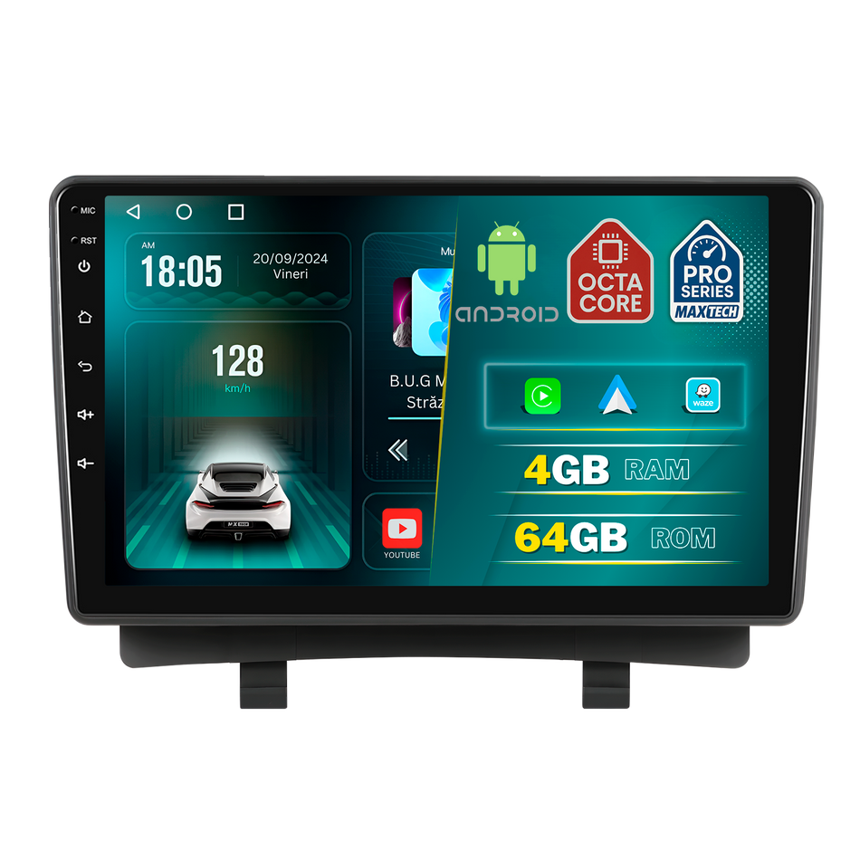 Navigatie Opel Zafira C/Tourer 2011–2016 (pre-facelift) dedicata, MaxTech® PRO SERIES, 4 GB Ram 64 GB Rom, Carplay si Android auto, Ecran 9 ” HD Touch, GPS, Wifi, Bluetooth, Radio, USB, EQ, DSP, Waze