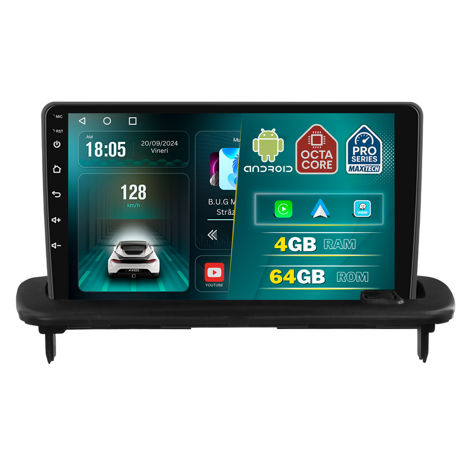 Navigatie Volvo S40/C30/C70 II (2004-2013) dedicata, MaxTech® PRO SERIES, 4 GB Ram 64 GB Rom, Carplay si Android auto, Ecran 9 ” HD Touch, GPS, Wifi, Bluetooth, Radio, USB, EQ, DSP, Waze