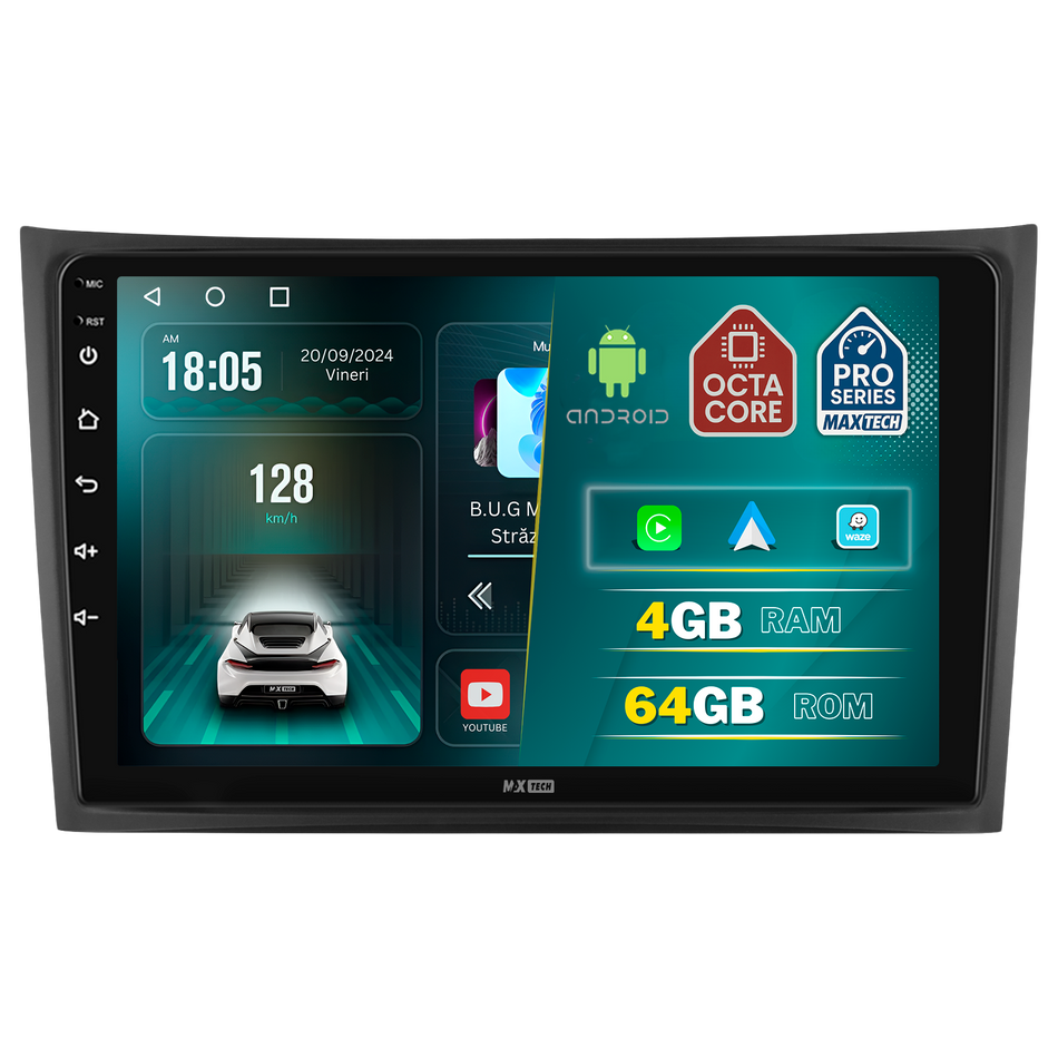 Navigatie Volvo XC90 (2004-2013) dedicata, MaxTech® PRO SERIES, 4 GB Ram 64 GB Rom, Carplay si Android auto, Ecran 10 ” HD Touch, GPS, Wifi, Bluetooth, Radio, USB, EQ, DSP, Waze