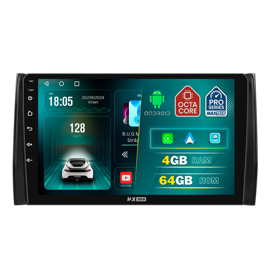 Navigatie Skoda Kodiaq/Karoq I (2017-2021) pre-facelift dedicata, MaxTech® PRO SERIES, 4 GB Ram 64 GB Rom, Carplay si Android auto, Ecran 10 ” HD Touch, GPS, Wifi, Bluetooth, Radio, USB, EQ, DSP, Waze