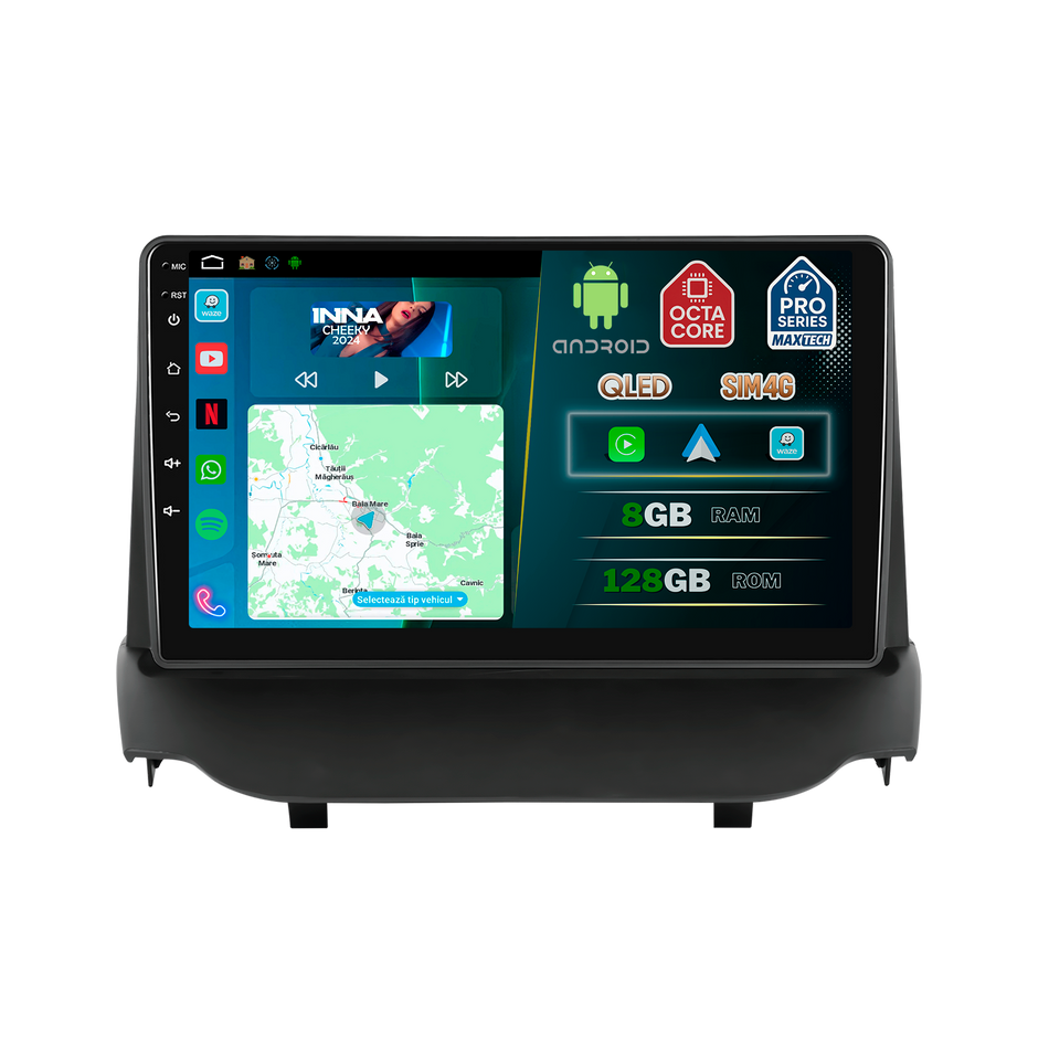 Navigatie Ford EcoSport (2013-2017) dedicata, MaxTech® PRO SERIES, 8 GB Ram 128 GB Rom, OctaCore, Carplay si Android auto, Ecran 9” HD Touch, Sim 4G, ADI/HI-Res, GPS, Wifi, Bluetooth, Radio, USB, EQ, DSP, Waze